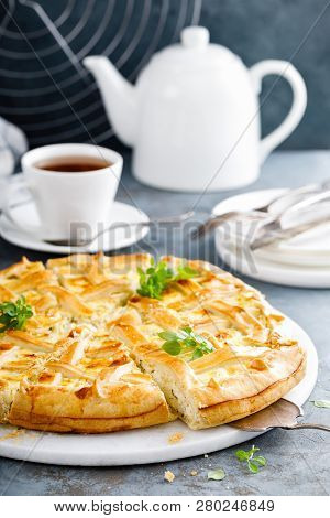 Pie With Salted Soft Cheese And Greens