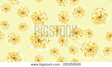 Pastel Roses Or Peony, Floral Seamless Pattern. Watercolor Flowers In Vintage Style. Wedding Print I