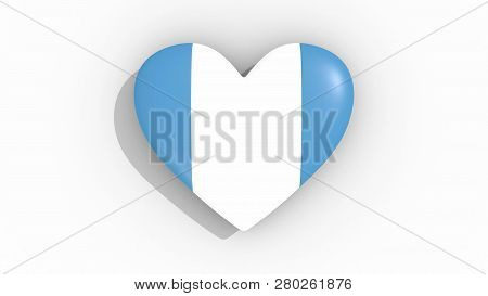 Heart In Colors Flag Of Guatemala , 3d Rendering