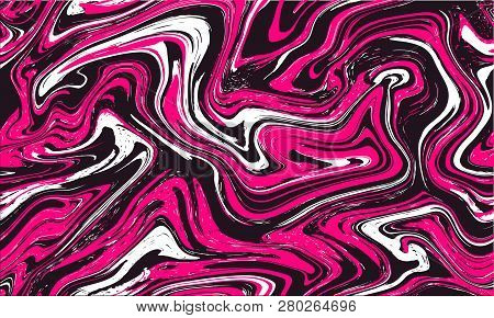 Seamless Abstract Marble Pattern Texture.  Ebru Style. Purple And Pink Colors. Vector Background.   