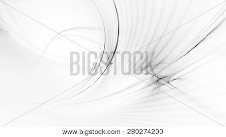 Abstract white background. Fractal graphics. ?omposition of glowing lines and mption blur traces. Movement and innovation concept.