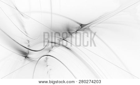 Abstract white background. Fractal graphics. ?omposition of glowing lines and mption blur traces. Movement and innovation concept.