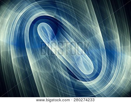 Abstract blue background element on black. Fractal graphics. ?omposition of glowing lines and mption blur traces. Movement and innovation concept.