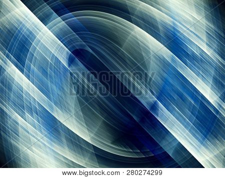 Abstract blue background element on black. Fractal graphics. ?omposition of glowing lines and mption blur traces. Movement and innovation concept.