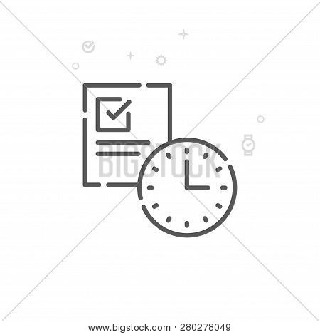 Planning, To Do List Vector Line Icon. Time Management Symbol, Pictogram, Sign. Light Abstract Geome