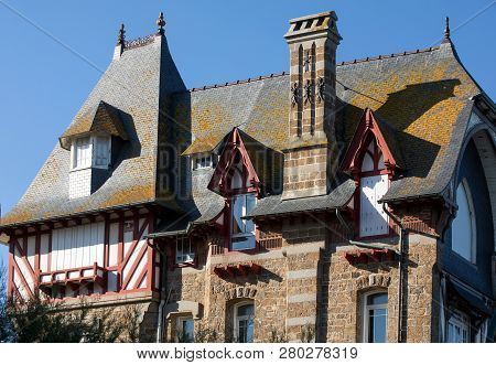 Front View Of Traditional Granite Houses Along The Promenade In Saint-malo