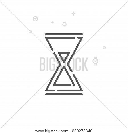 Hourglass Vector Line Icon. Sandglass Symbol, Pictogram, Sign. Light Abstract Geometric Background. 