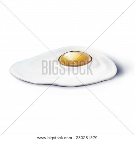 2d Art Fried Egg Isolated On White Background