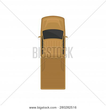 Pickup Truck Top View, Passenger Adventure Traveler Truck, Automobile For Transportation Vector Illu