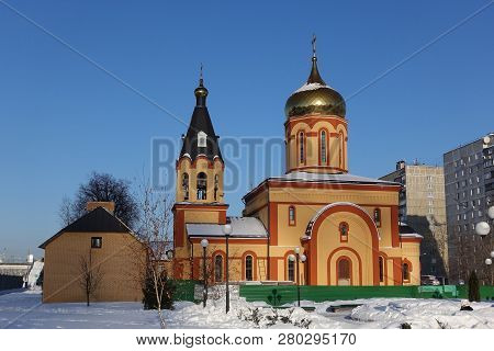 White Orthodox Church Against The Blue Sky
