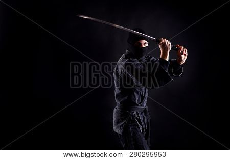 Ancient Warrior Ninja With Sword, Close Up