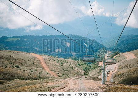 Ropeway On Top Roza Peak. Sochi, Krasnodar Krai, Russia