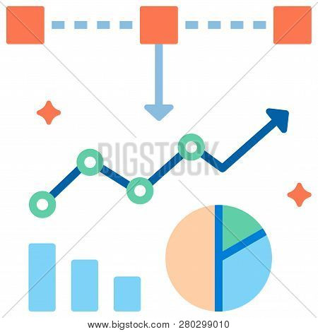 Piechart And Graph With Square Elements Vector Illustration In Flat Color Design