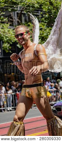 San Francisco, California, June 24, 2018:  Gay Pride Parade - Corporate Smirnoff Liquor Marches With