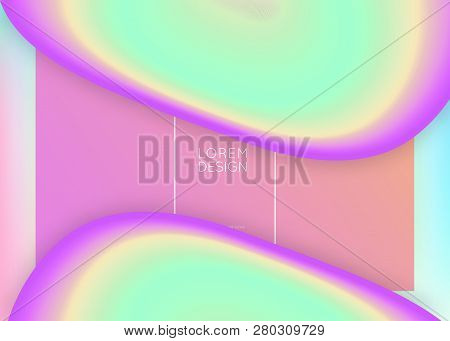 Liquid Fluid. Holographic 3d Backdrop With Modern Trendy Blend. Cool App, Screen Composition. Vivid 