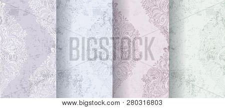 Rococo Patterns Set Vector. Floral Ornament Decoration. Royal Ements. Victorian Engraved Retro Desig