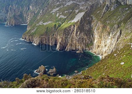 The Slieve League Cliffs In The West Of The Irish County Donegal On The Atlantic Ocean Are With 601 