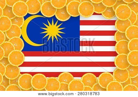 Malaysia Flag  In Fresh Citrus Fruit Slices Frame
