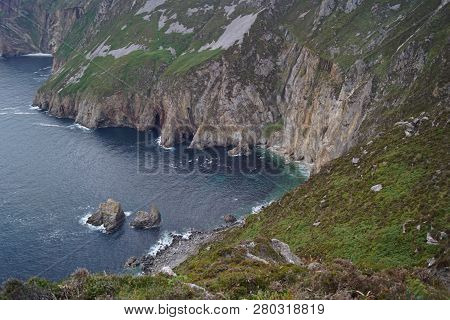 The Slieve League Cliffs In The West Of The Irish County Donegal On The Atlantic Ocean Are With 601 