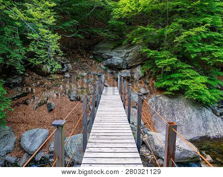 View Of Small Bridge In Val Grande National Park, Piedmont, Italy
