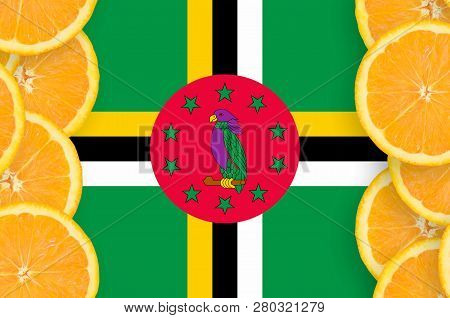 Dominica Flag  In Citrus Fruit Slices Vertical Frame