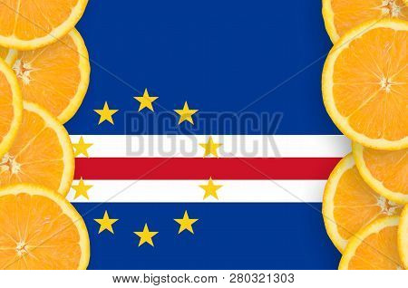 Cabo Verde Flag  In Citrus Fruit Slices Vertical Frame