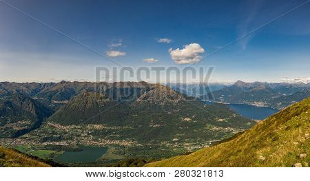 Panoramic View Of Monte Grona And Surrounding Mountains As Seen From Monte Galbiga, Lombardy, Italy