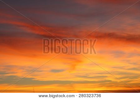 Evening, Sunset Sky Looks Like Something Burning