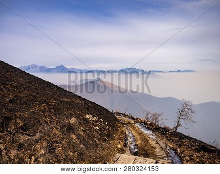 Monte Resegone As Viewed From Burnt Slopes Of Monte Bolettone, Lombardy, Italy