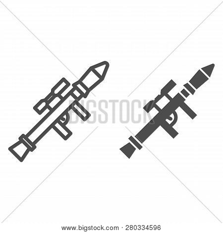 Rocket Launcher Line And Glyph Icon. Bazooka Vector Illustration Isolated On White. Weapon Outline S