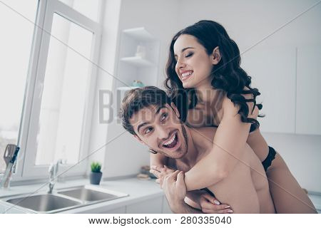 Close Up Photo Of Two People Pair Valentine Day She Her Lady He Him His Piggy-back Hold On Way To Be
