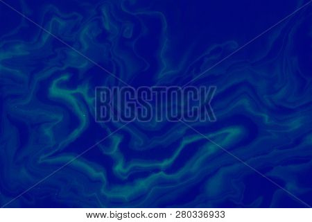 Suminagashi Marble Texture Hand Painted With Indigo Ink. Digital Paper 569 Performed In Traditional 