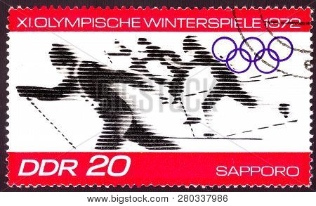 East Germany Circa 1972:  Cancelled Postage Stamp Printed In East Germany , That Shows Winter Olympi