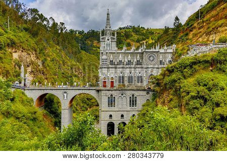 Ipiales, Colombia, Dec 11, 2017 -  Las Lajas Sanctuary Was Built In The 18th Century