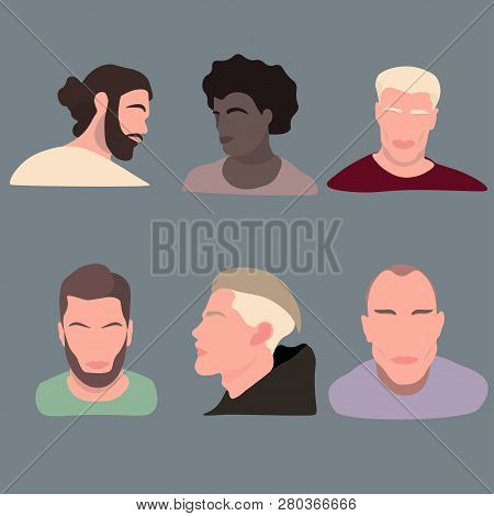 Face Flat Illustration Man Icon Vector Hair Style