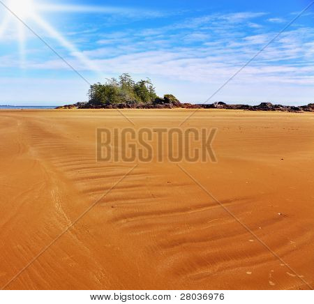 Ocean beach på ön under utflöde