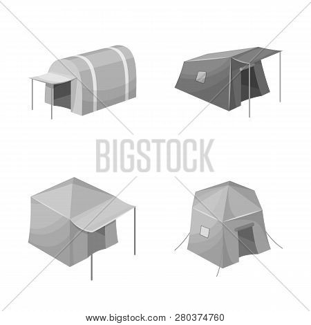 Vector Illustration Of Tent  And Camp Logo. Collection Of Tent  And Forest Stock Vector Illustration