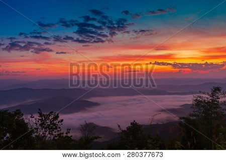 Mountains And Morning Mist Si Nan National Park Doi Samer Dao Thailand