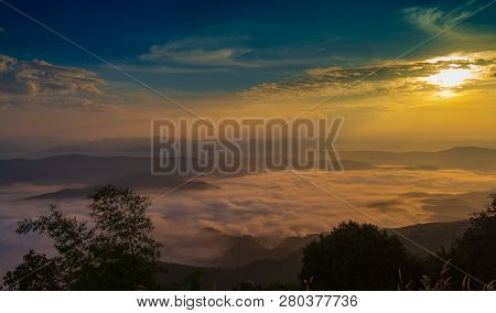 Mountains And Morning Mist Si Nan National Park Doi Samer Dao Thailand