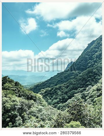 Landscape Of A Sierra With Green Nature And Mountains. Brazilian - Serra Do Mar Paranaense. Photo Of