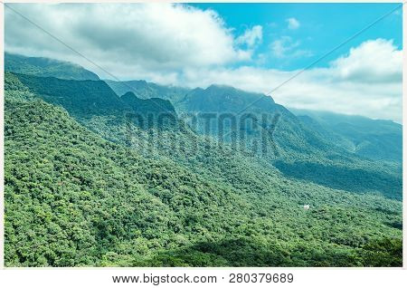 Landscape Of A Sierra With Green Nature And Mountains. Brazilian - Serra Do Mar Paranaense. Photo Of