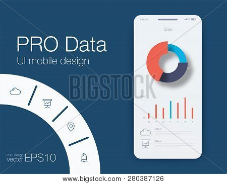 Mobile Phone Application For Analytics. Stock Vector