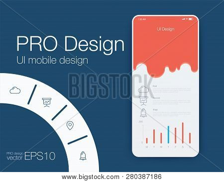 Mobile Phone Application For Analytics. Stock Vector