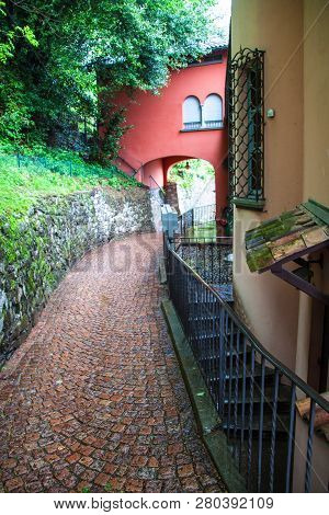 View Of A Picturesque Gandria Village At The Coast Of Lugano Lake, Switzerland