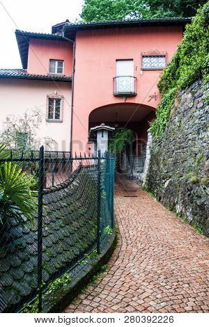 View Of A Picturesque Gandria Village At The Coast Of Lugano Lake, Switzerland