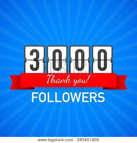 3000 Followers, Thank You,  Social Sites Post. Thank You Followers Congratulation Card. Vector Stock