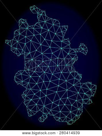 Polygonal Vector Mesh Map Of Anhui Province. Connected Lines, Triangles And Points Forms Abstract Ma