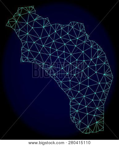 Polygonal Vector Mesh Map Of Argentina - La Rioja. Connected Lines, Triangles And Points Forms Abstr
