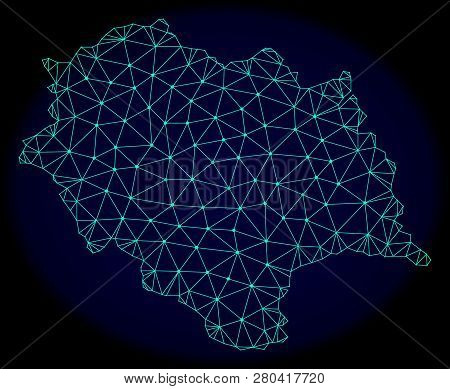 Polygonal Vector Mesh Map Of Himachal Pradesh State. Connected Lines, Triangles And Points Forms Abs