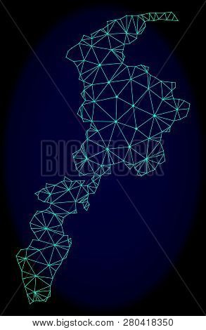 Polygonal Vector Mesh Map Of Khyber Pakhtunkhwa Province. Connected Lines, Triangles And Points Form